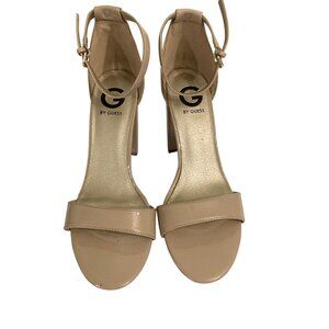 G by Guess Women's Size 8 Nude Patent Leather high Heel  Ankle Strap Sandals